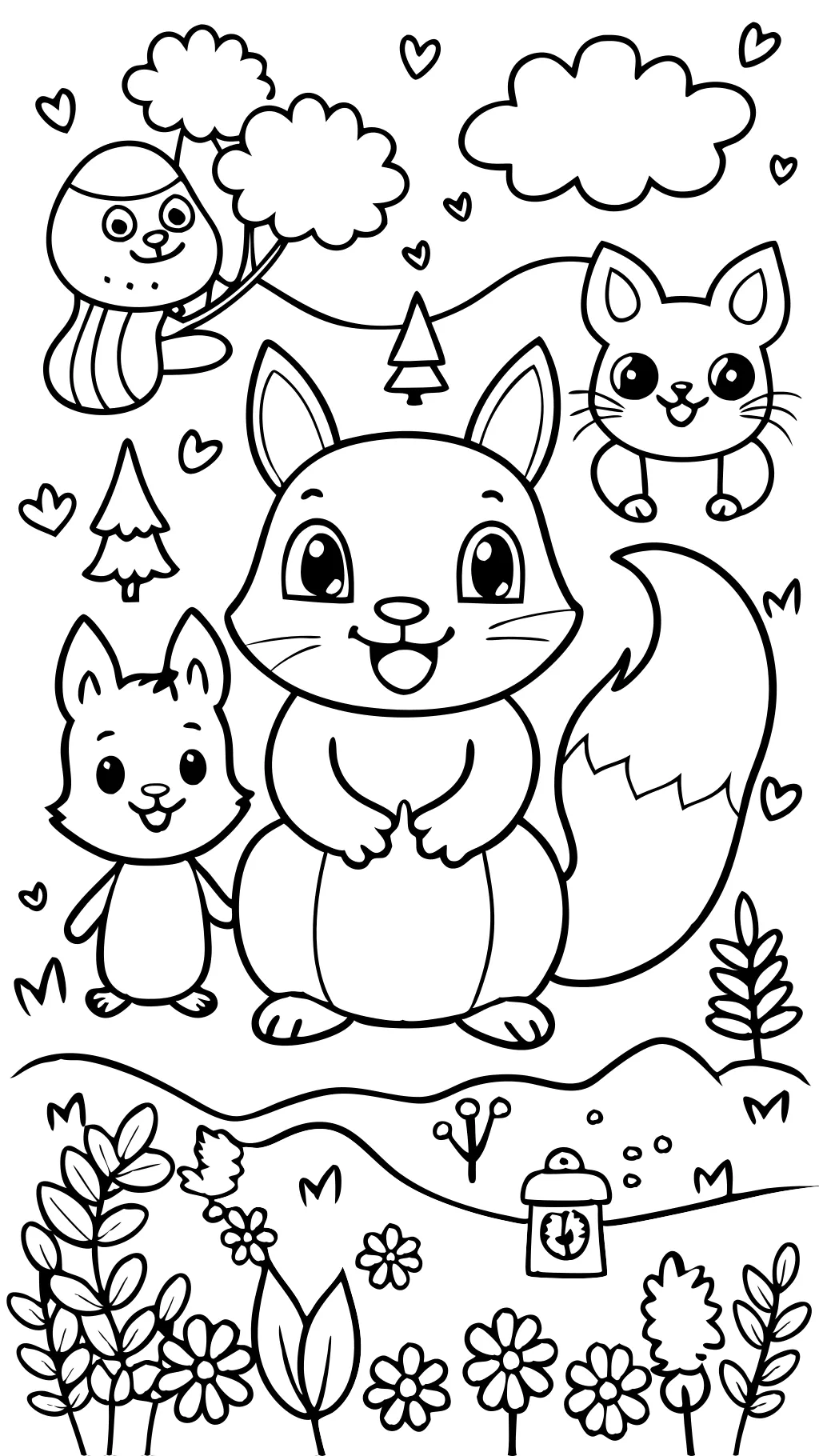 smiling critters coloring page